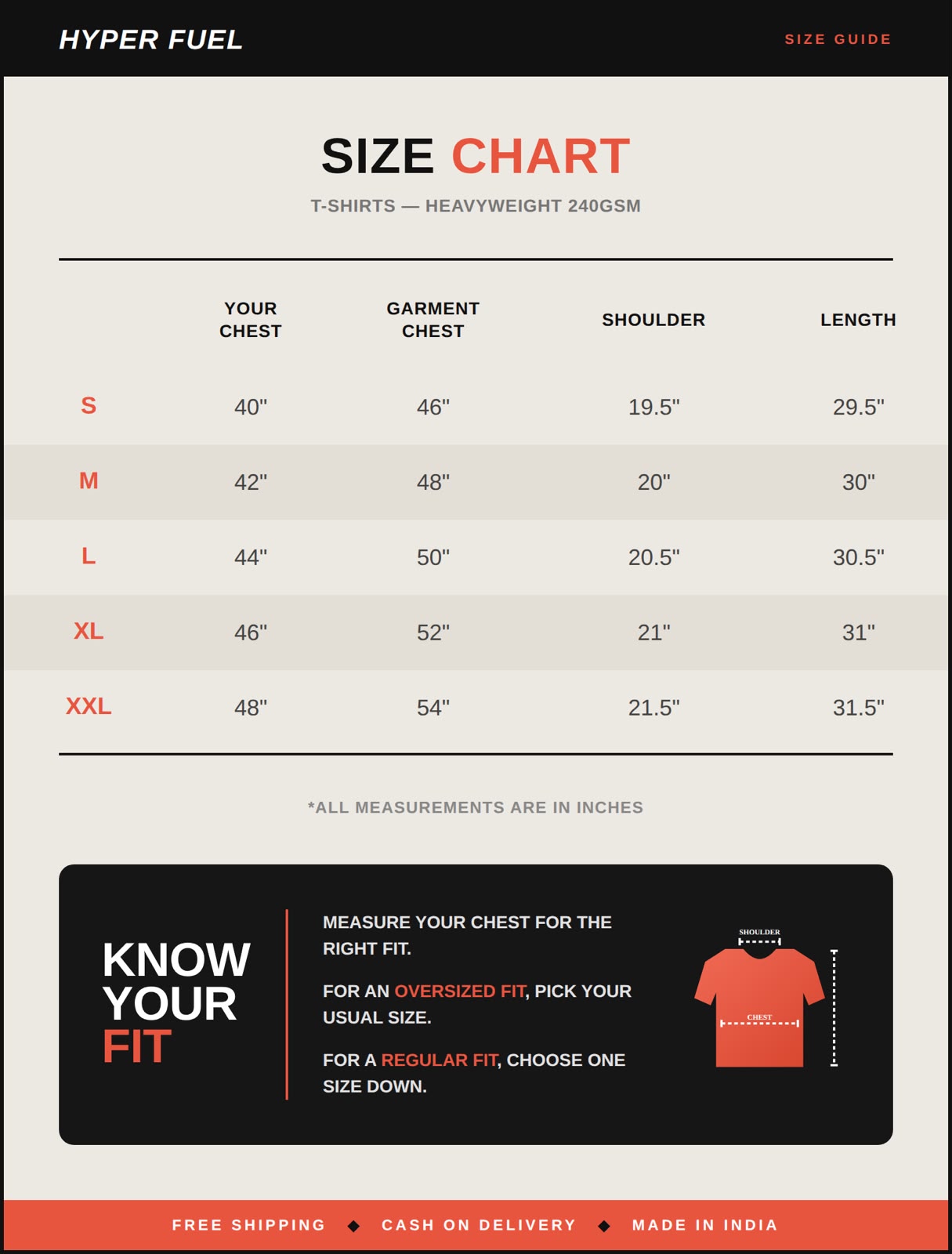 Size chart
