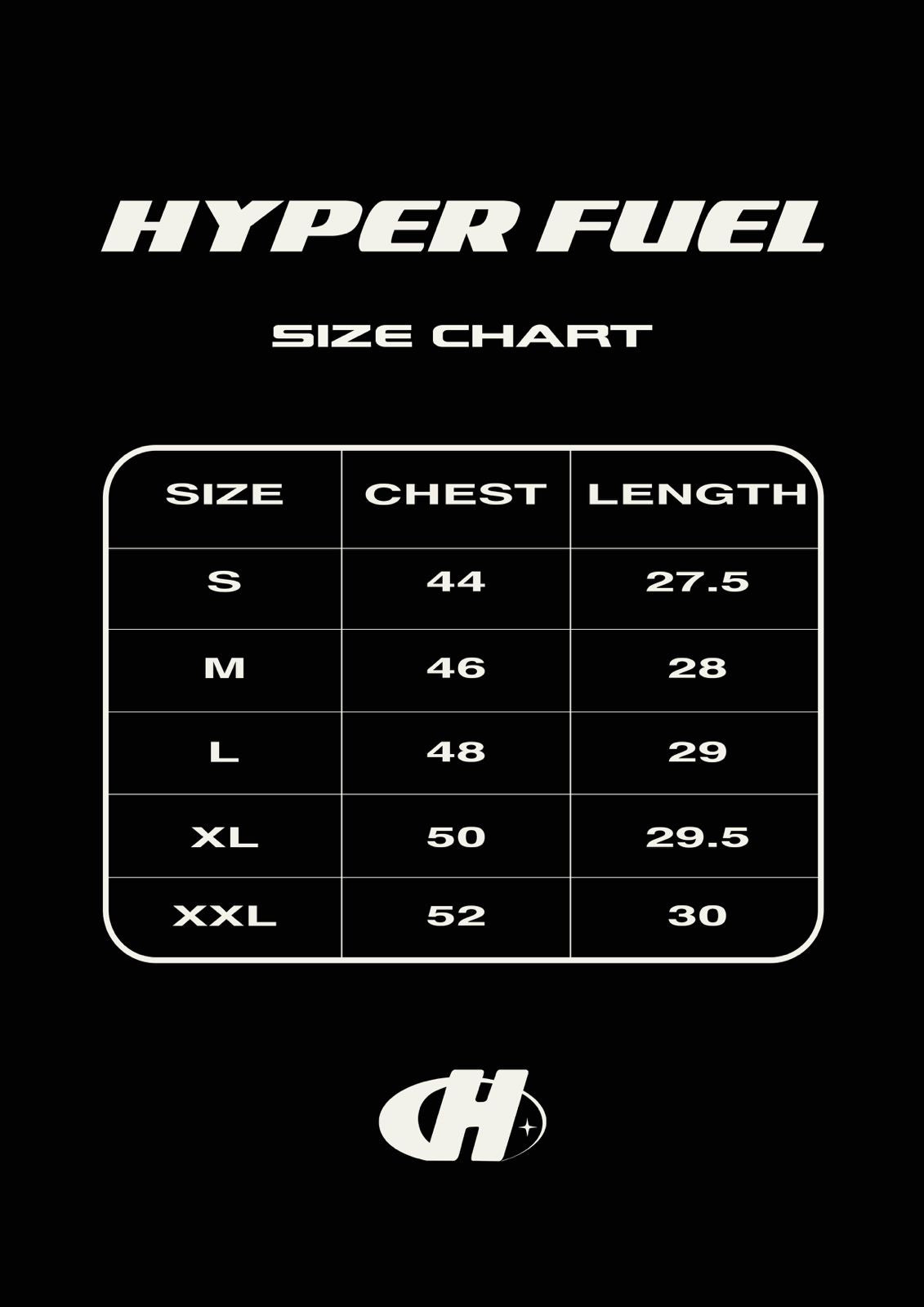 Hyper Fuel size chart